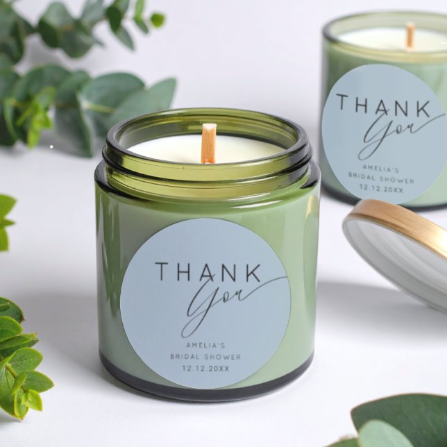 Adesivo Chuveiro de Noiva Simples Azul Empoeirado Obrigado (Criador carregado)