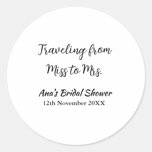 Adesivo Chuveiro de viagem adicionar nome data senhorita p (Frente)