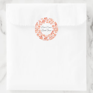 Adesivo Chuveiro Nupcial de Impressão Floral Laranja Elega