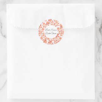 Adesivo Chuveiro Nupcial de Impressão Floral Laranja Elega