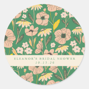 Adesivo Chuveiro Nupcial Floral Boho Rosa e Verde Personal