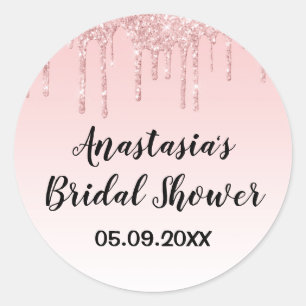 Adesivo Chuveiros de Noiva Glam Rosa Dourado Brilhante