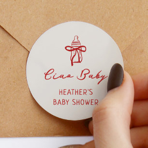 Adesivo Ciao Baby Italiana Pizza Favor do Chá de fraldas