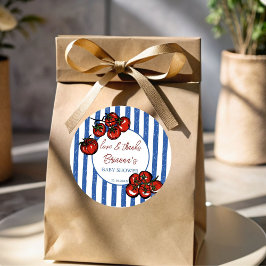 Adesivo Ciao baby tomato blue Italian baby shower favor