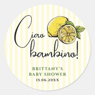 Adesivo Ciao Bambino Lemon Chá de fraldas de Verão italian