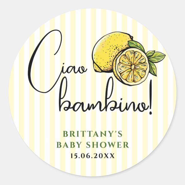 Adesivo Ciao Bambino Lemon Chá de fraldas de Verão italian (Frente)