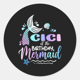Adesivo Cici Do Aniversário Da Família Da Sereia