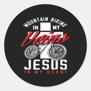Adesivo Ciclismo de Montanha em Minhas Veias Jesus no Meu