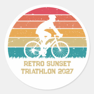 Adesivo Ciclismo Retro Pôr do Sol Triatlo Personalizado