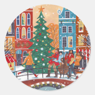 Adesivo Cidade de Amsterdã desenhada à mão no Natal