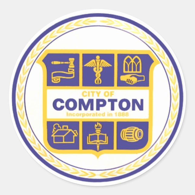 Adesivo Cidade de Compton Seal (Califórnia) (Frente)