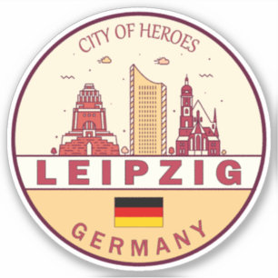 Adesivo Cidade de Leipzig, Alemanha, Skyline Emblem