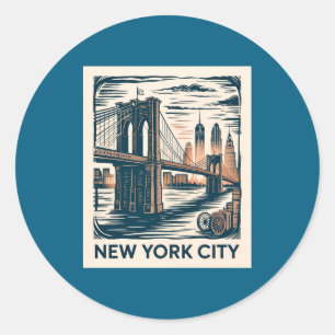 Adesivo Cidade de Nova York Ponte de Brooklyn Negrito Retr