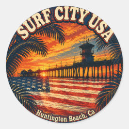Adesivo CIDADE DE SURFE EUA - Bandeira Americana