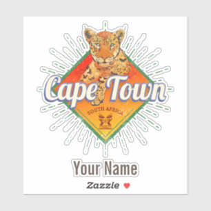 Adesivo Cidade do Cabo África do Sul Retro Leopard Vintage