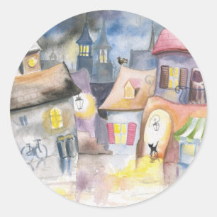 Adesivo Cidade pequena na noite