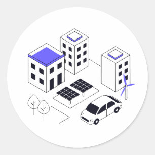 Adesivo cidade sustentável inteligente, com telhados para