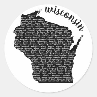 Adesivo Cidades em Wisconsin Black Map