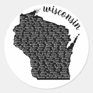 Adesivo Cidades no mapa preto de Wisconsin