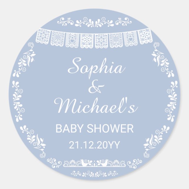 Adesivo Cielito Lindo Blue Papel Picado Baby Shower (Frente)