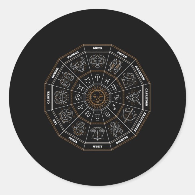 Adesivo Ciência da Astrologia do Horóscopo da Roda Zodiac  (Frente)