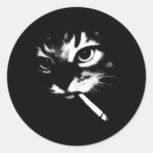 Adesivo Cigarro Gatinho Engraçado Fumar Gangster de Gato