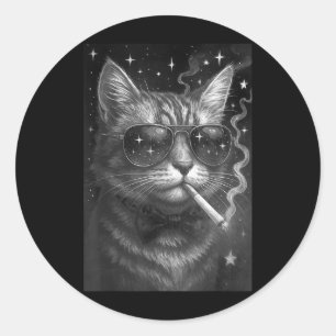Adesivo Cigarro Gato Engraçado Fumar Gato Estúpido Bra
