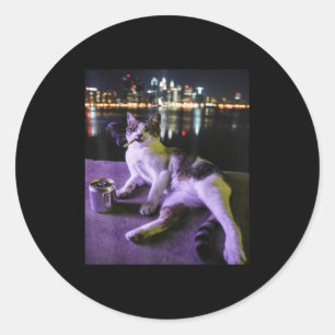 Adesivo Cigarro Gato Engraçado Fumar Gato Estúpido Bra