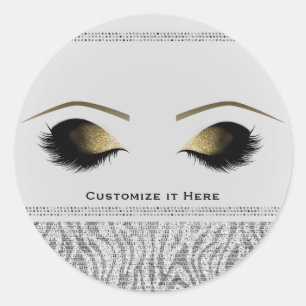 Adesivo Cílios Glamour Dourados Zebra Branca Personalizado