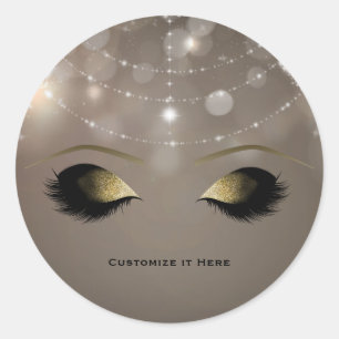 Adesivo Cílios Personalizados Maquiagem Dourado Glamour Br