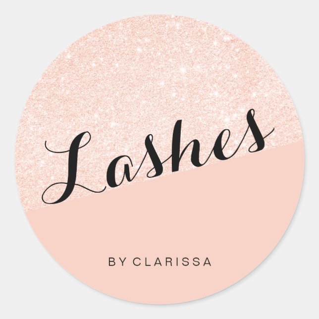 Adesivo Cílios postiços rosa elegante moderno com brilho d (Frente)