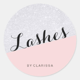 Adesivo Cílios rosa blush com brilho prateado moderno e el