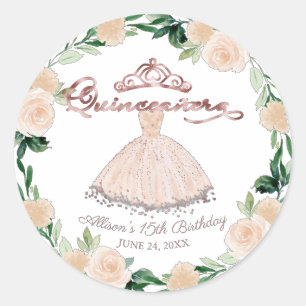 Adesivo Cinceanera Rosa Dourada Blush Brilho Rosa