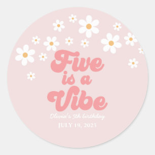 Adesivo Cinco anos é um 5 do Vibe Retro Daisy Pink