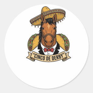 Adesivo Cinco de Derby Cavalo Taco Sombrero Design Vintage