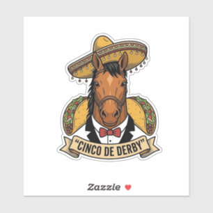Adesivo Cinco de Derby Cavalo Taco Sombrero Design Vintage
