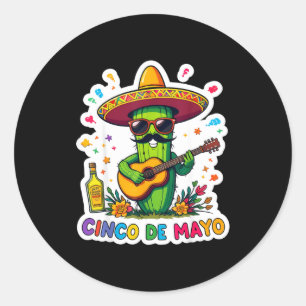 Adesivo Cinco de maio cacto mexicano engraçado óculos de s