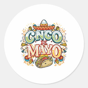 Adesivo Cinco De Mayo 2025 Partido Mexicano Taco Sombrero 
