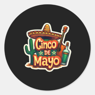 Adesivo Cinco De Mayo Cacto Mexicano Sombrero Guitarra Fie