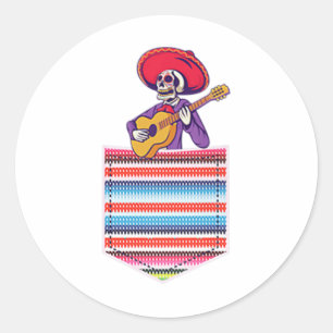 Adesivo Cinco De Mayo Camisa Mexicana Fiesta Calaca Pocket