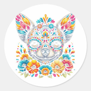 Adesivo Cinco De Mayo Chihuahua Cão Açúcar Flor Crânio