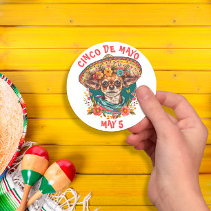 Adesivo Cinco de Mayo Chihuahua Vestindo Sombrero & Serape
