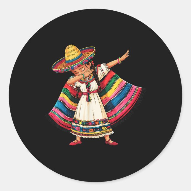 Adesivo Cinco De Mayo Dabbing mexicls Sombrero Ponch (Frente)