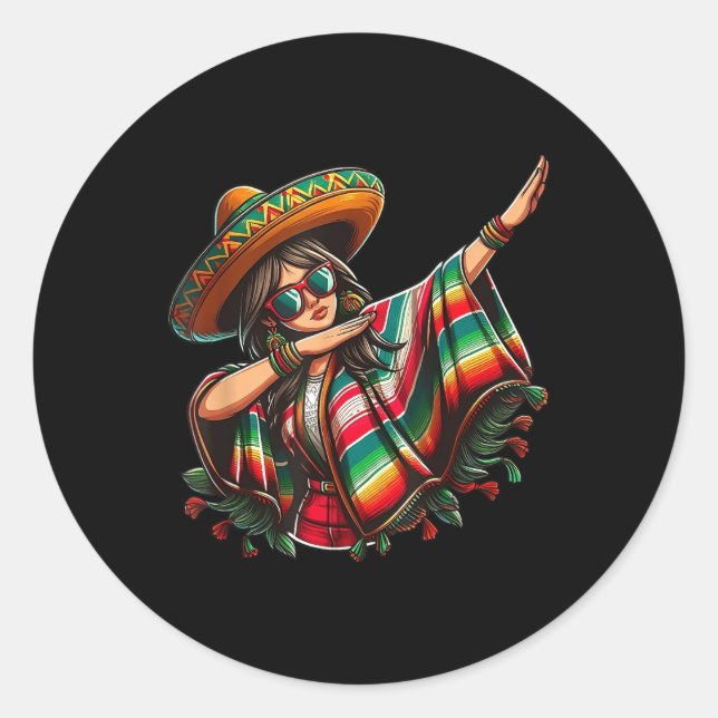 Adesivo Cinco De Mayo Dabbing mulheres mexicanas Cinco Eng (Frente)
