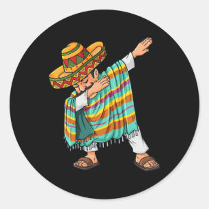 Adesivo Cinco de Mayo Dabbing Poncho Sombrero, divertido m