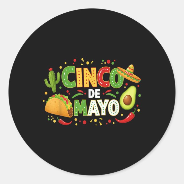 Adesivo Cinco De Mayo Deixa Fiesta Avocado E Tacos Cinco (Frente)