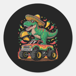 Adesivo Cinco De Mayo Dinosaur Taco Monster Truck Sombrero
