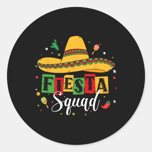 Adesivo Cinco De Mayo Fiesta Squad Partido Mexicano Cinco  (Frente)