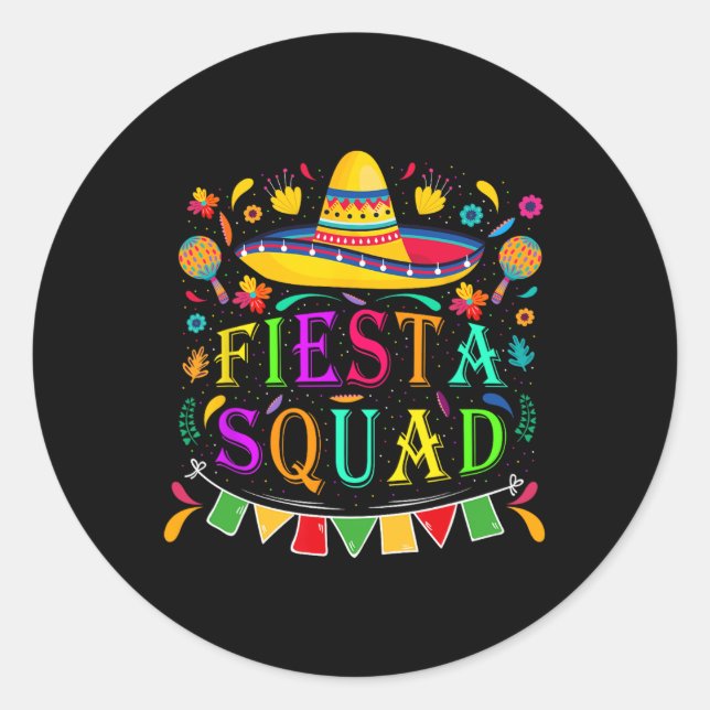 Adesivo Cinco De Mayo Fiesta Squad Partido Mexicano Cinco  (Frente)