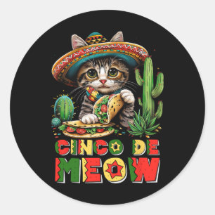 Adesivo Cinco De Mayo Gato Mexicano Engraçado Sombrero Pon